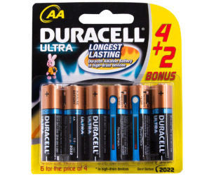 Duracell batteries - AA - Ultra  alkaline - 4pk + 2 bonus