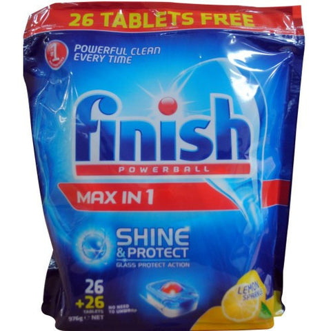 FINISH PK26 + 26 POWERBALL DISHWASHING TABLETS MAX IN 1 LEMON SPARKLE