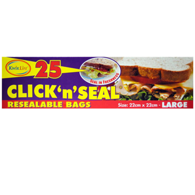Kwiklife click n seal resealable bags - 25pk