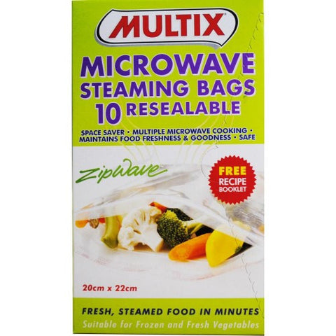 MULTIX PK10 MICROWAVE STEAMING BAGS RESEALABLE 20cm x 22cm
