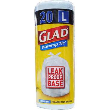 GLAD PK20 TIDY BAGS WAVETOP TIE LARGE 35L FRESH SCENT